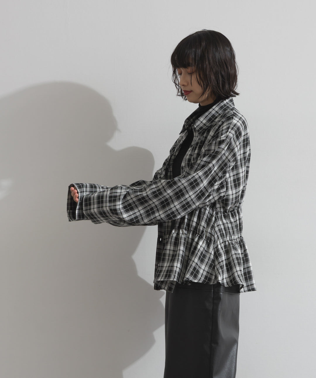 チェックウエストシャーリングシャツ