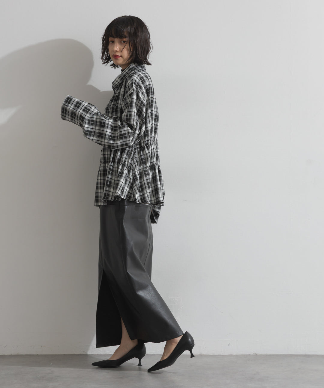 チェックウエストシャーリングシャツ