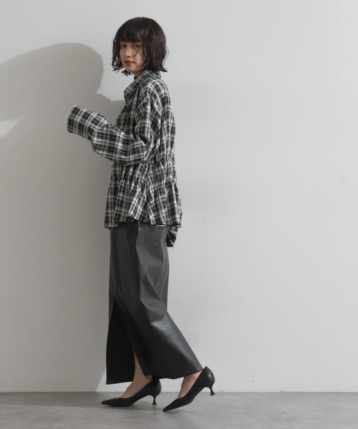 チェックウエストシャーリングシャツ