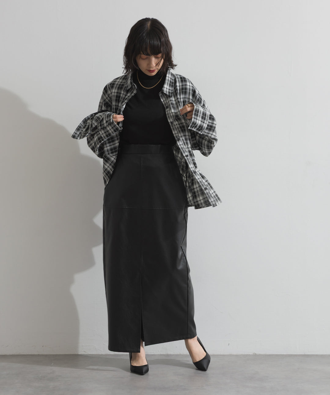 チェックウエストシャーリングシャツ