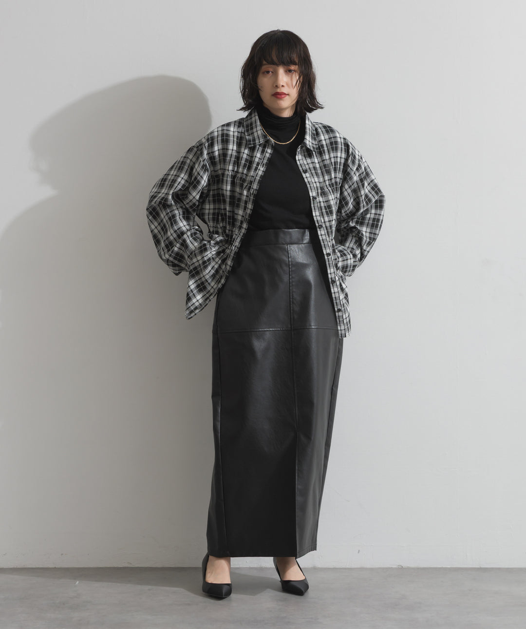 チェックウエストシャーリングシャツ