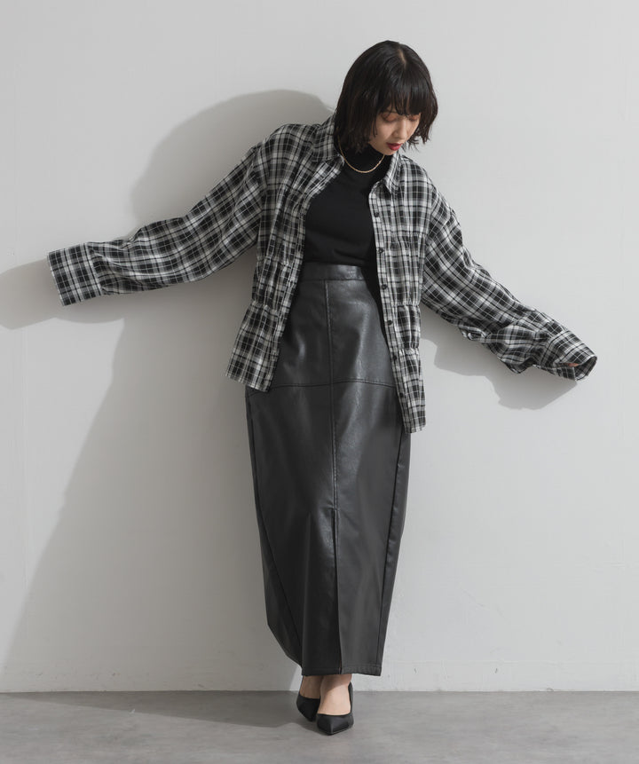 チェックウエストシャーリングシャツ