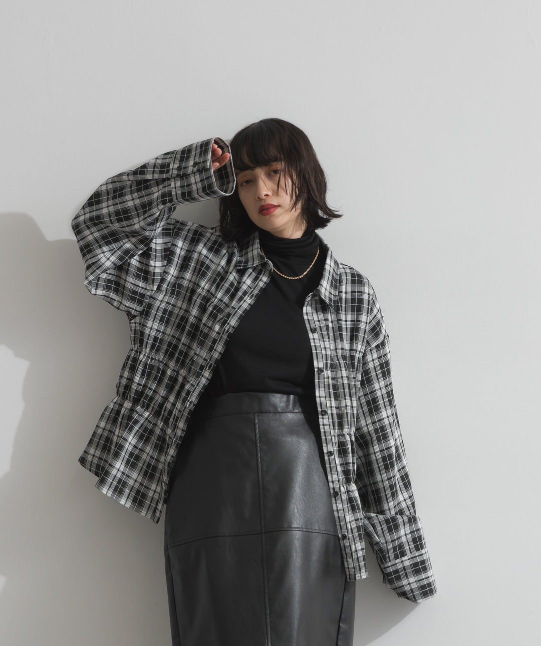 チェックウエストシャーリングシャツ