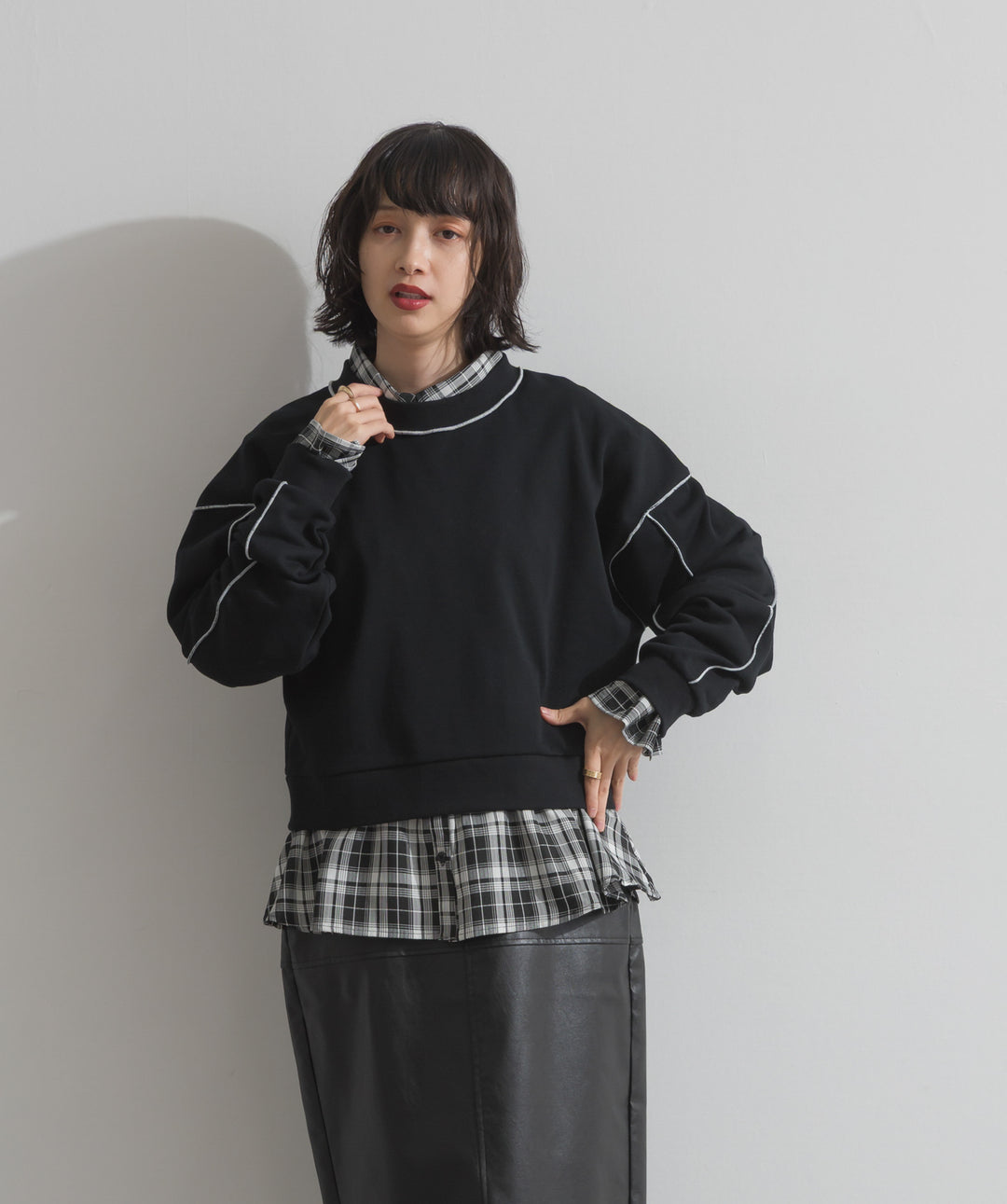 チェックウエストシャーリングシャツ