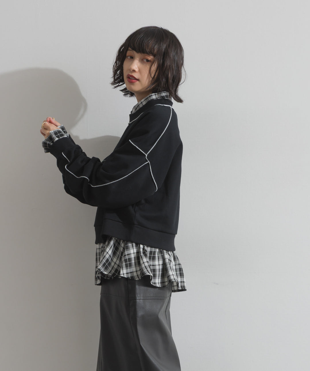 チェックウエストシャーリングシャツ