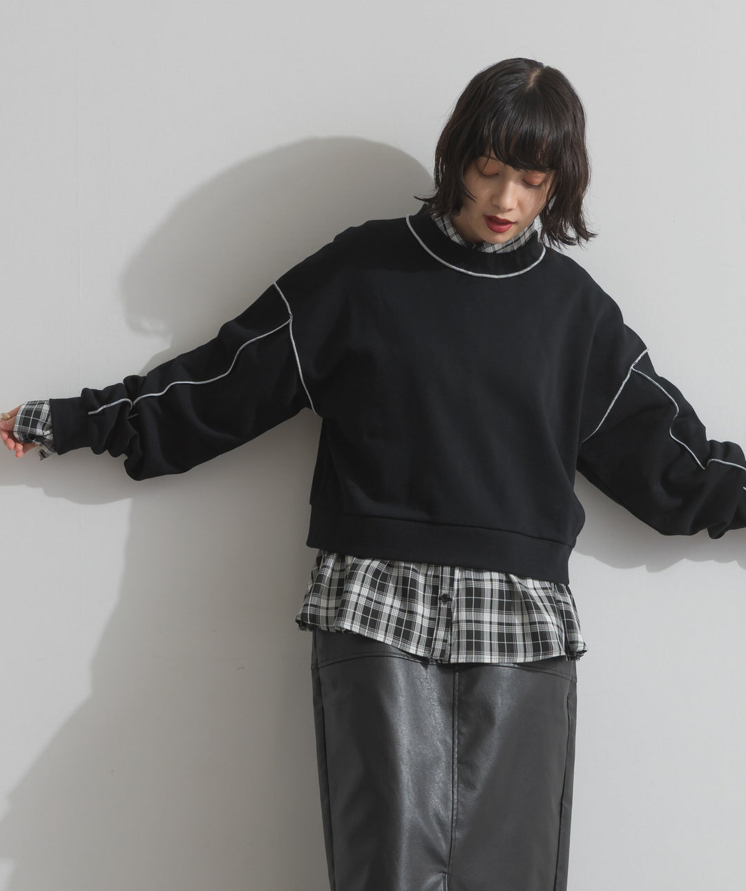チェックウエストシャーリングシャツ