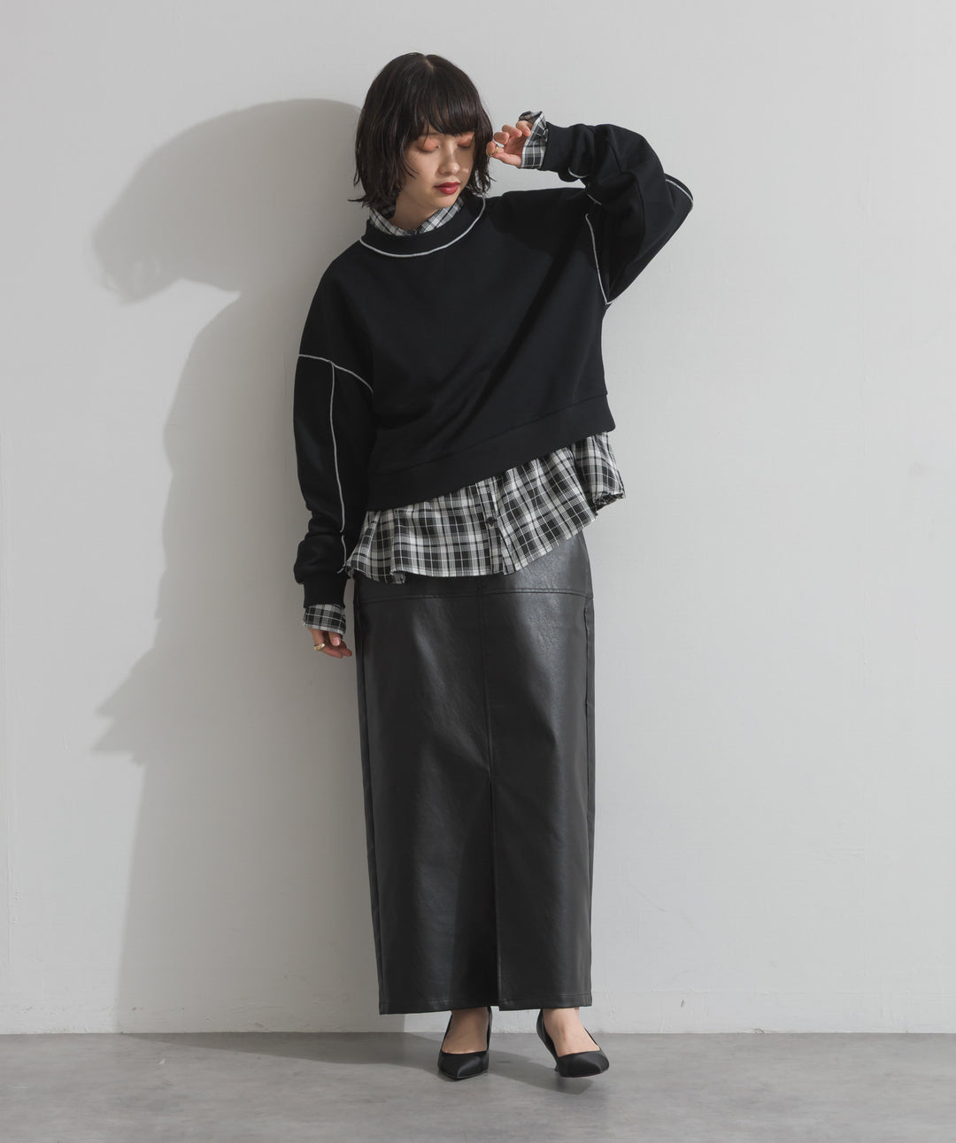チェックウエストシャーリングシャツ