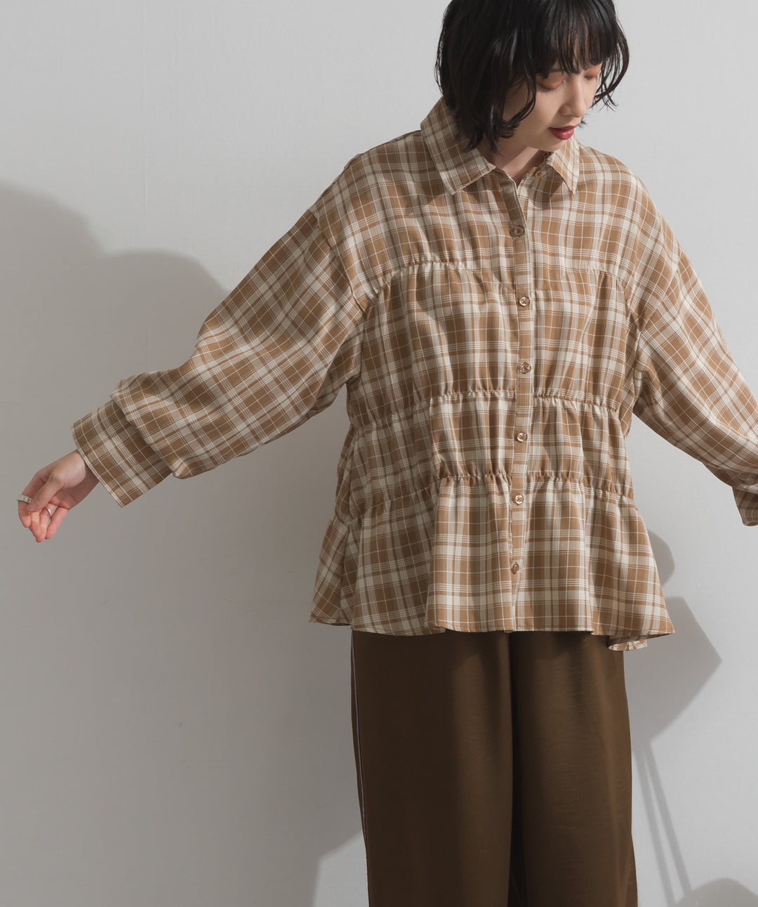 チェックウエストシャーリングシャツ