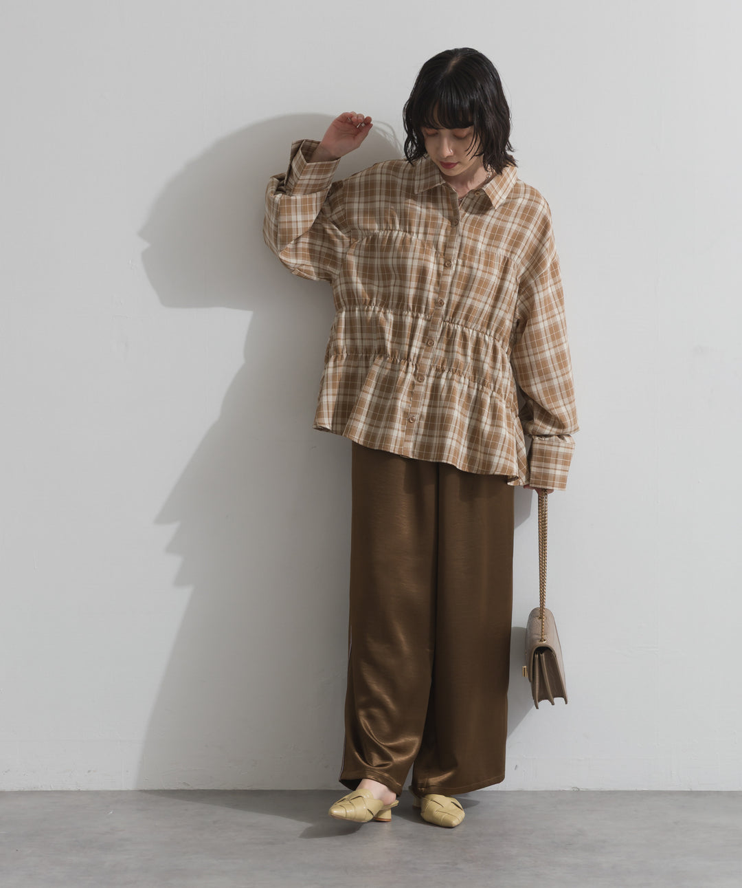 チェックウエストシャーリングシャツ