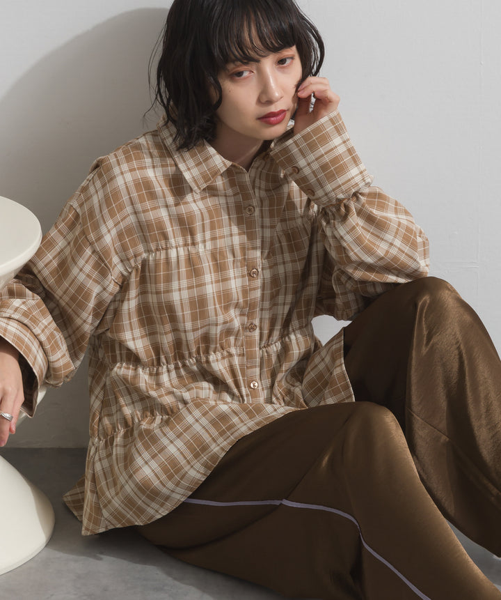 チェックウエストシャーリングシャツ