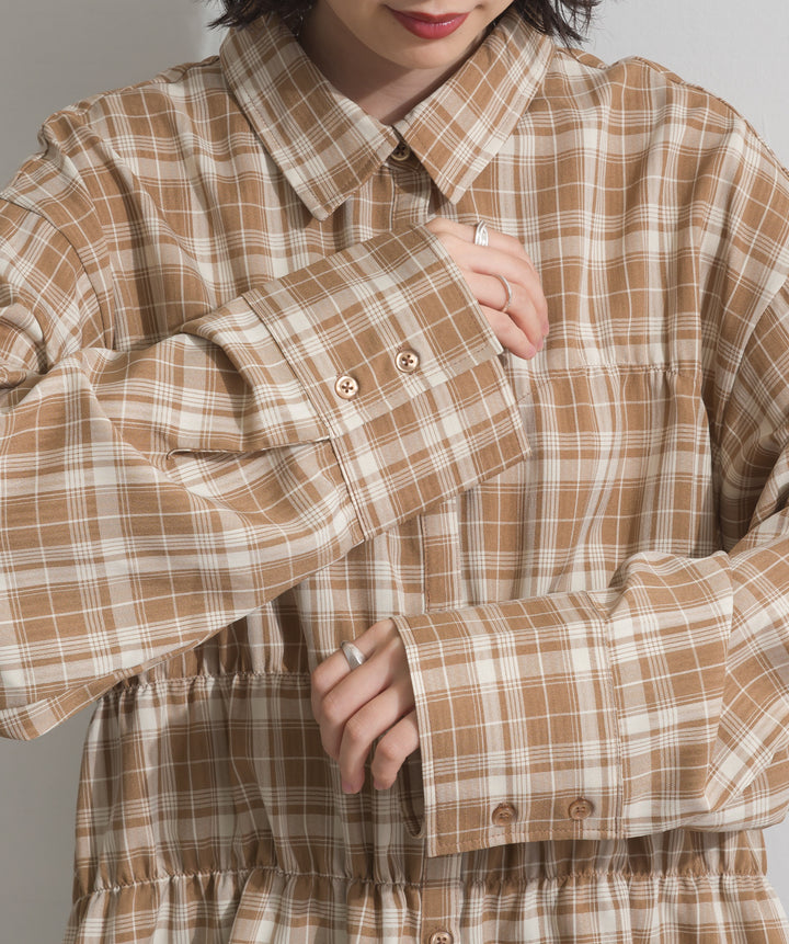 チェックウエストシャーリングシャツ