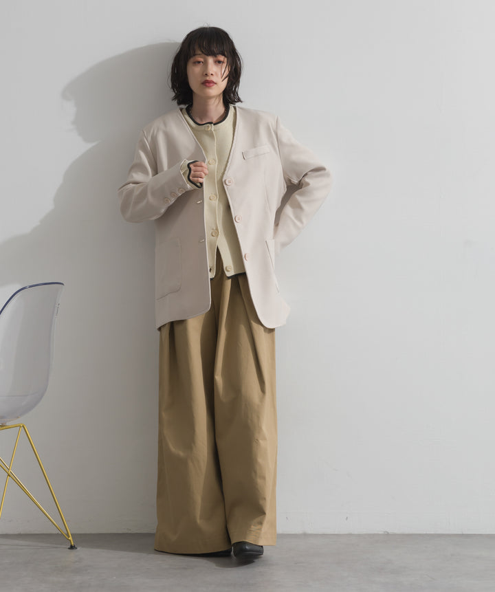 配色クルーネックカーディガン