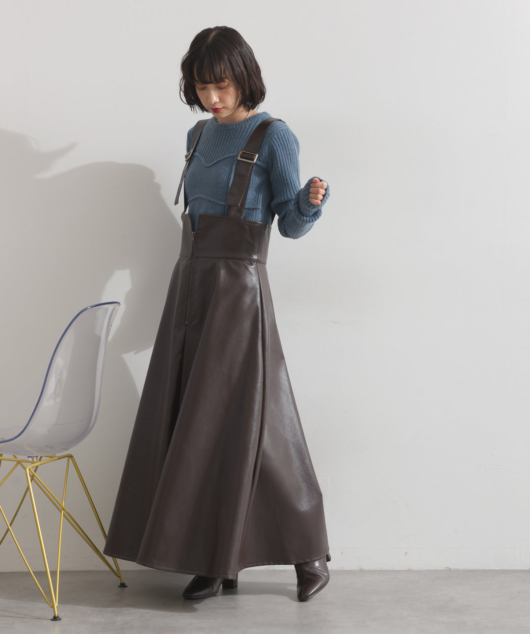 フェイクレザージップアップジャンスカ