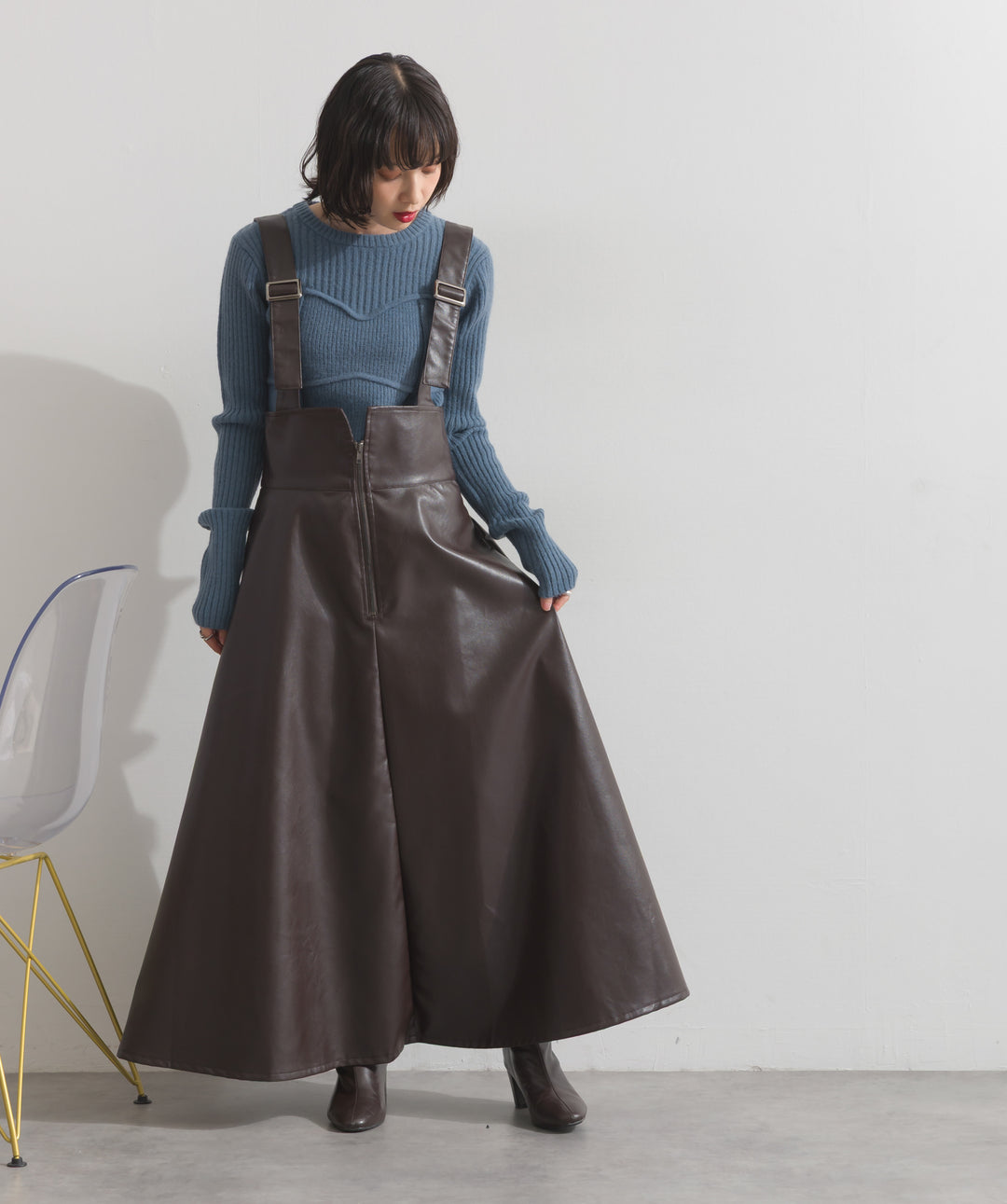 フェイクレザージップアップジャンスカ