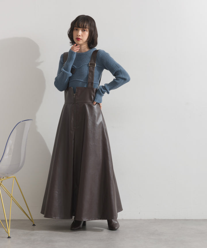 フェイクレザージップアップジャンスカ