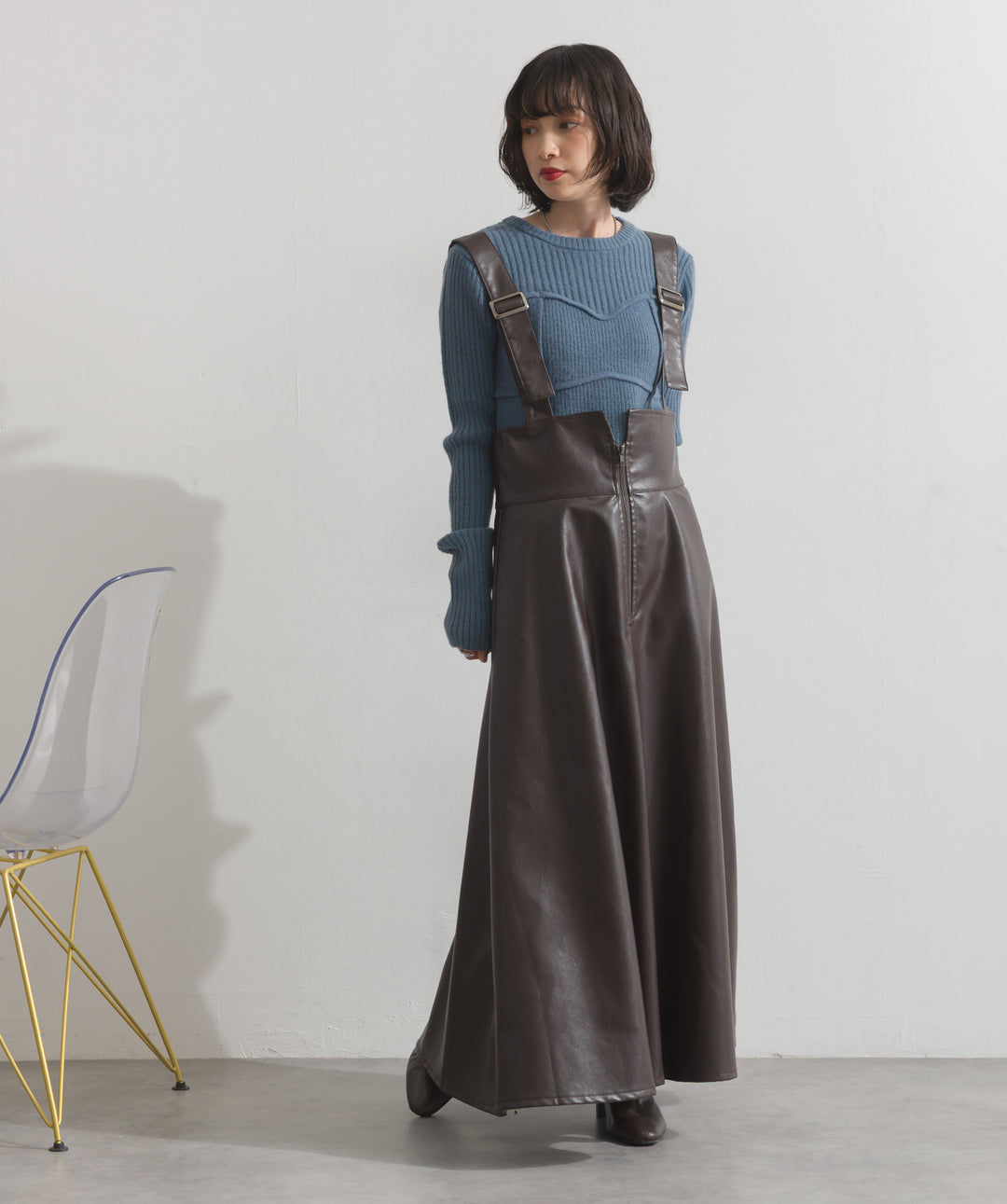 フェイクレザージップアップジャンスカ