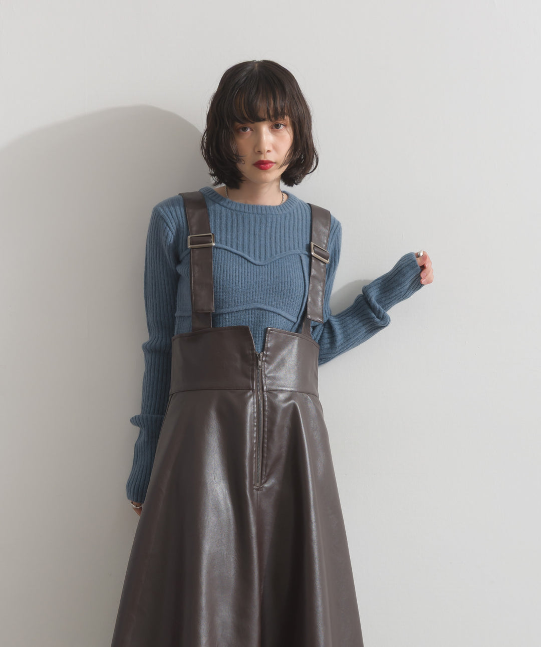 フェイクレザージップアップジャンスカ