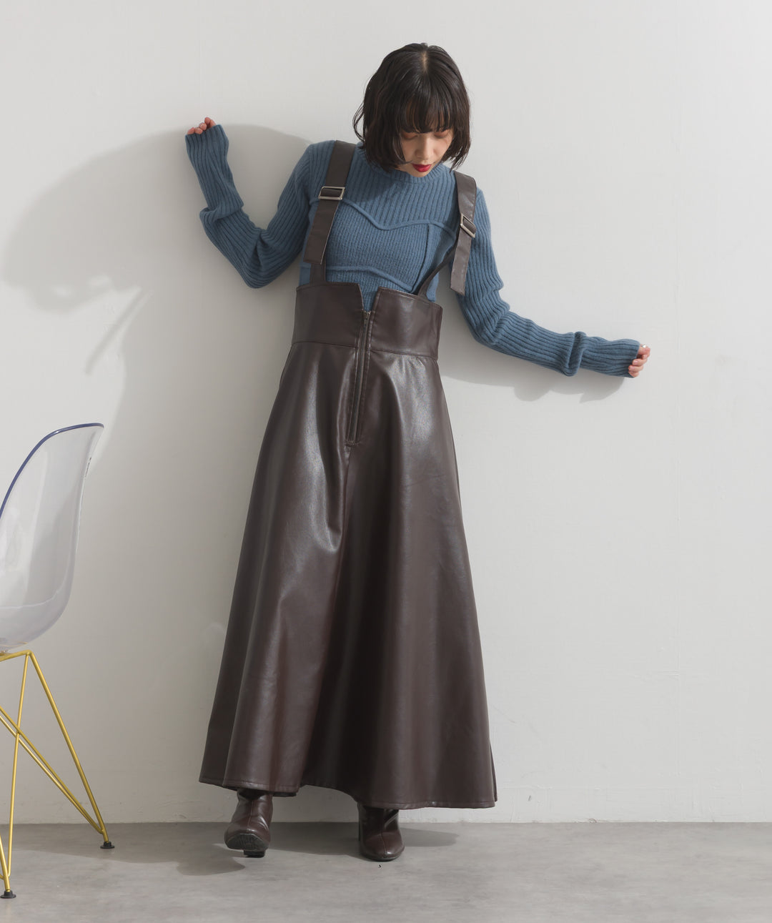 フェイクレザージップアップジャンスカ