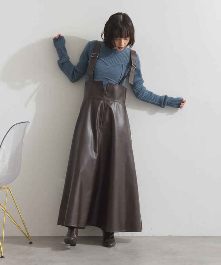 フェイクレザージップアップジャンスカ