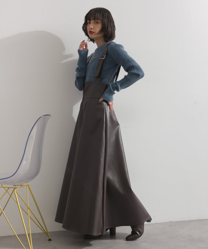 ビスチェデザインリブニットトップス