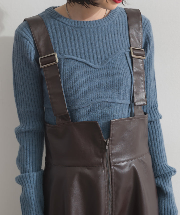 フェイクレザージップアップジャンスカ