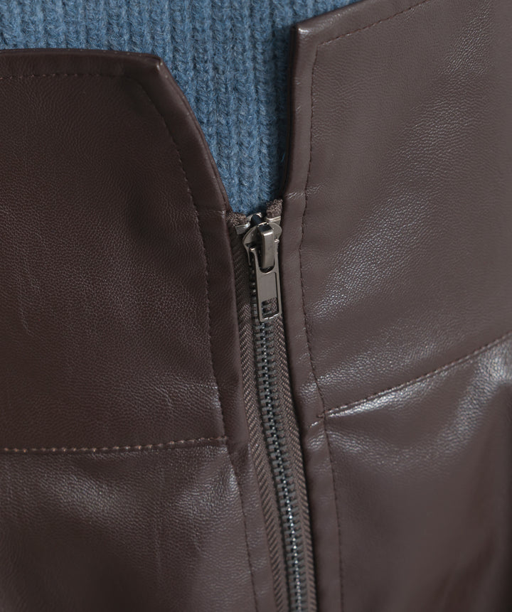 フェイクレザージップアップジャンスカ