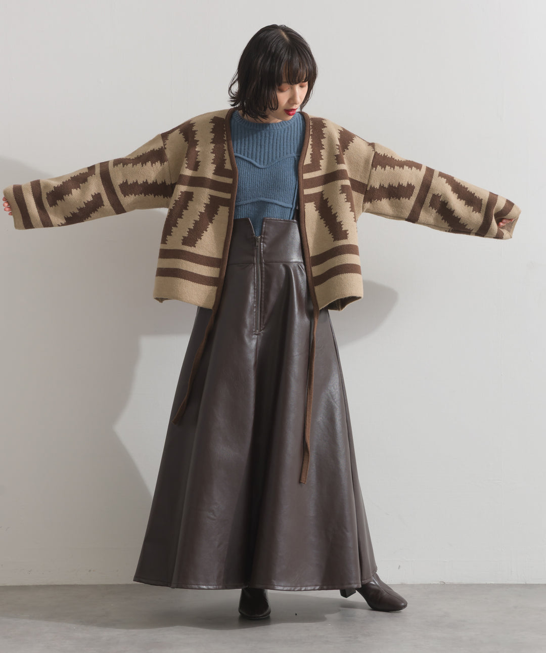 フェイクレザージップアップジャンスカ