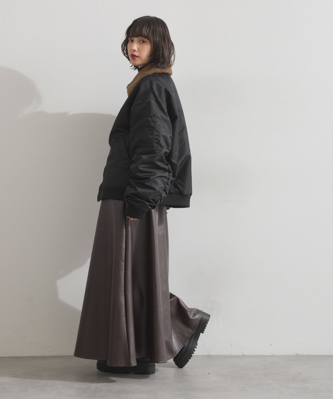 フェイクレザージップアップジャンスカ