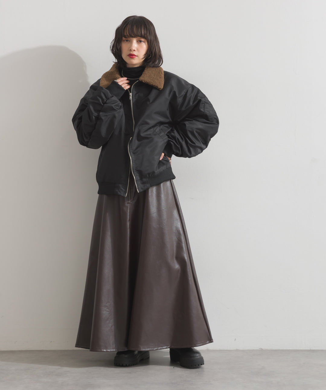 フェイクレザージップアップジャンスカ