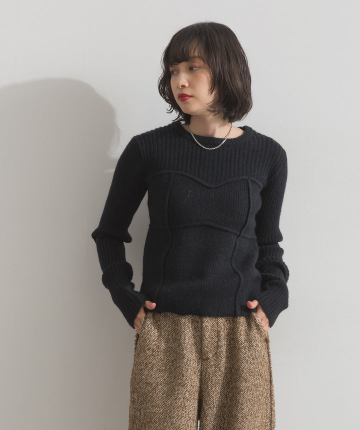 ビスチェデザインリブニットトップス