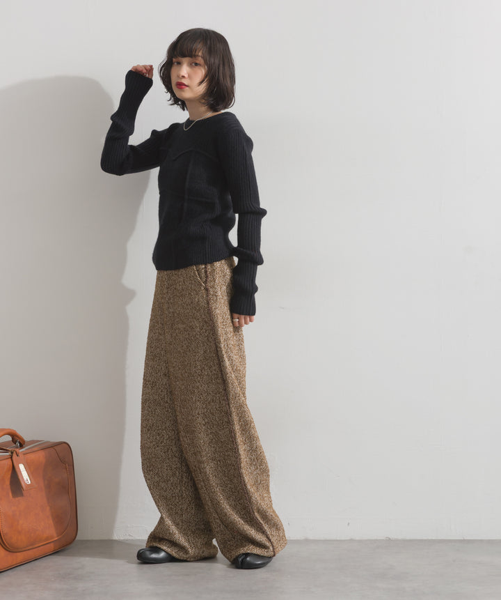 ツイードフリンジカーブパンツ