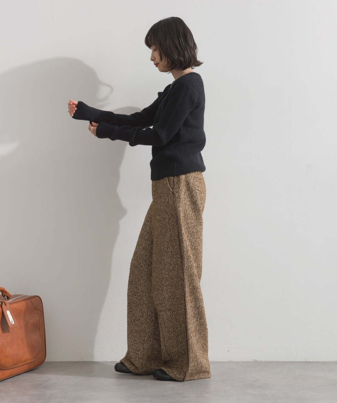 ツイードフリンジカーブパンツ