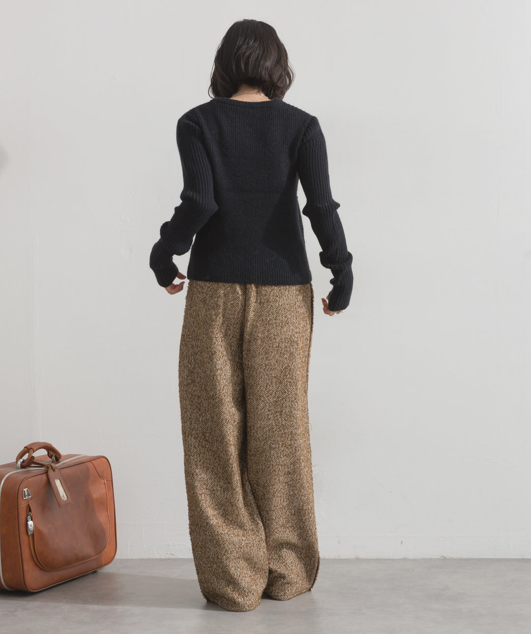 ビスチェデザインリブニットトップス