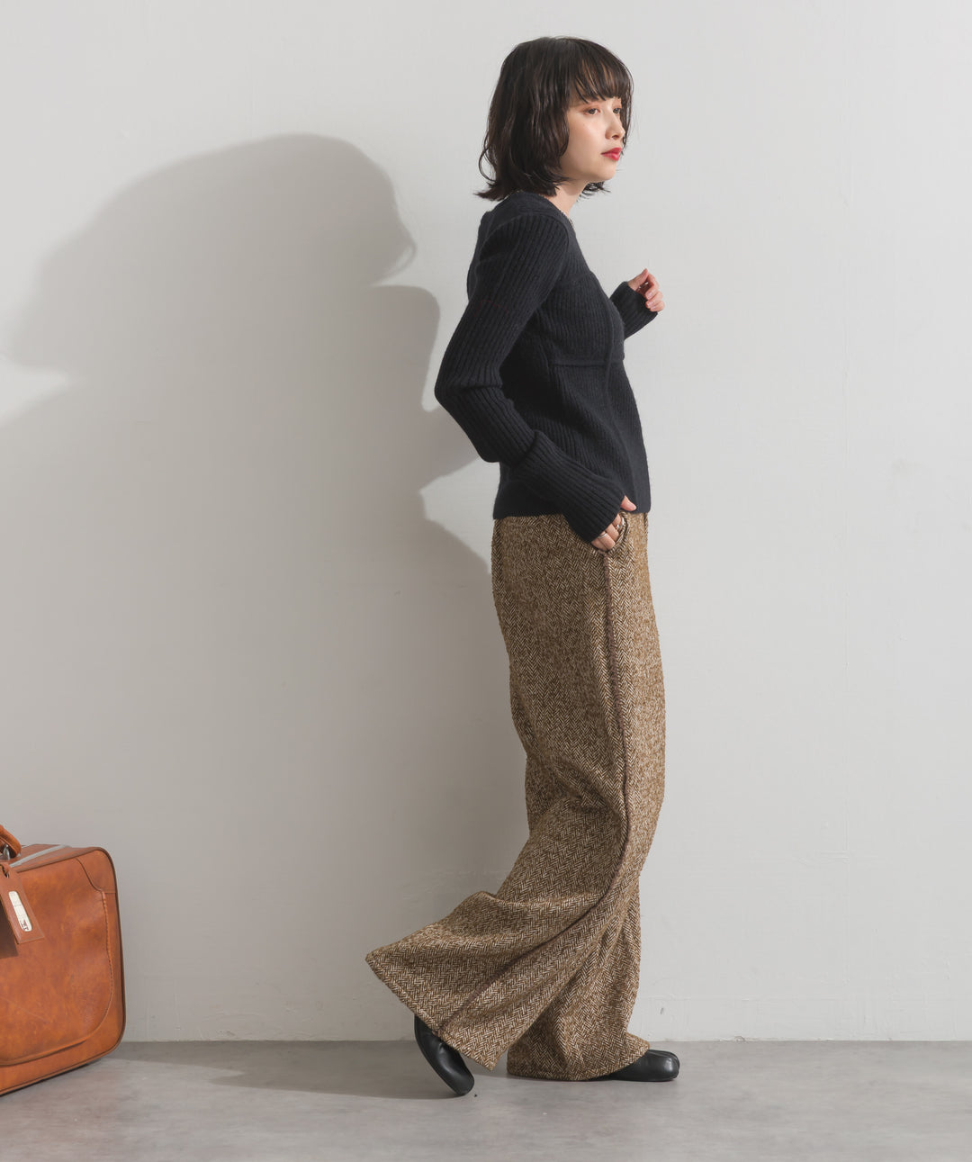 ビスチェデザインリブニットトップス