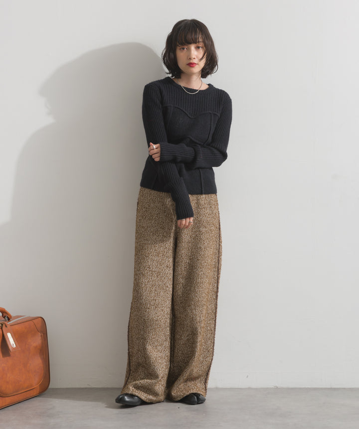 ビスチェデザインリブニットトップス