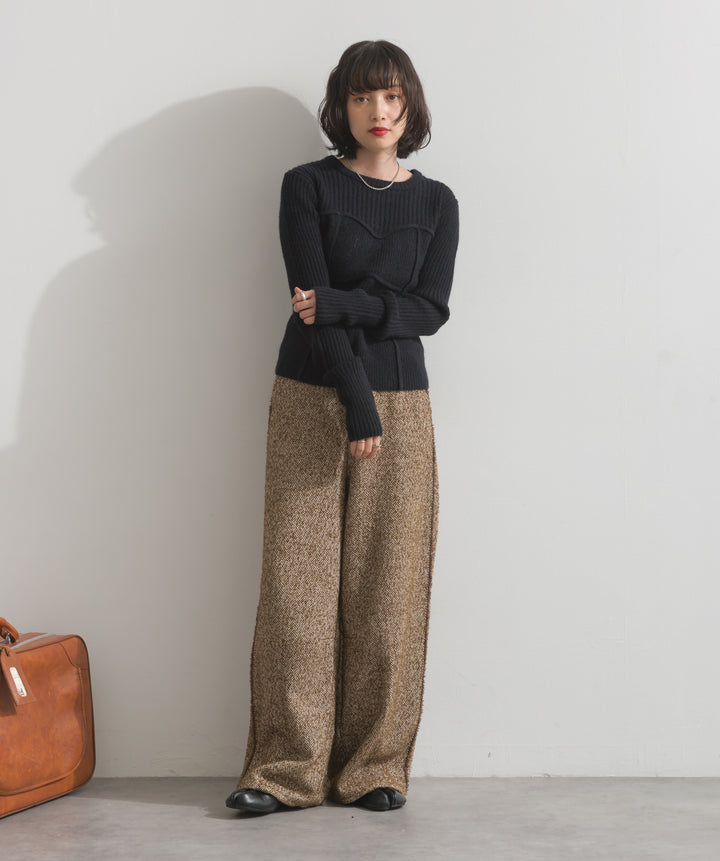ツイードフリンジカーブパンツ