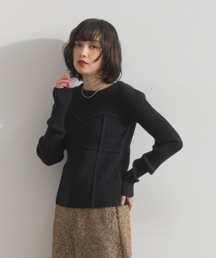 ビスチェデザインリブニットトップス