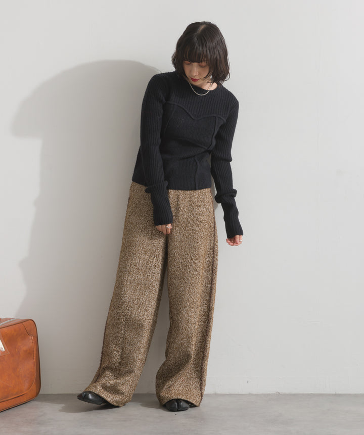 ビスチェデザインリブニットトップス