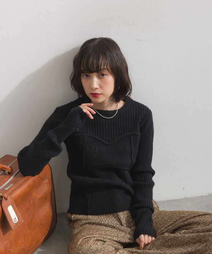 ビスチェデザインリブニットトップス