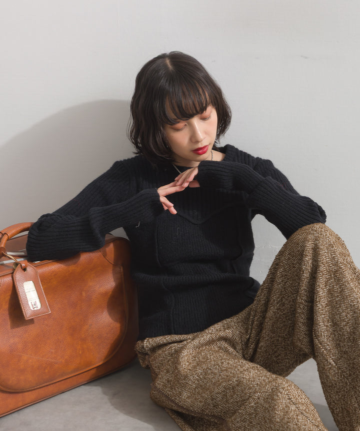 ビスチェデザインリブニットトップス