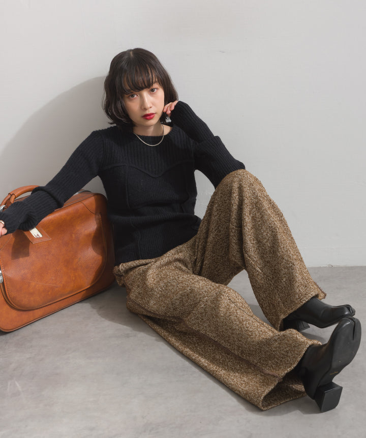 ビスチェデザインリブニットトップス