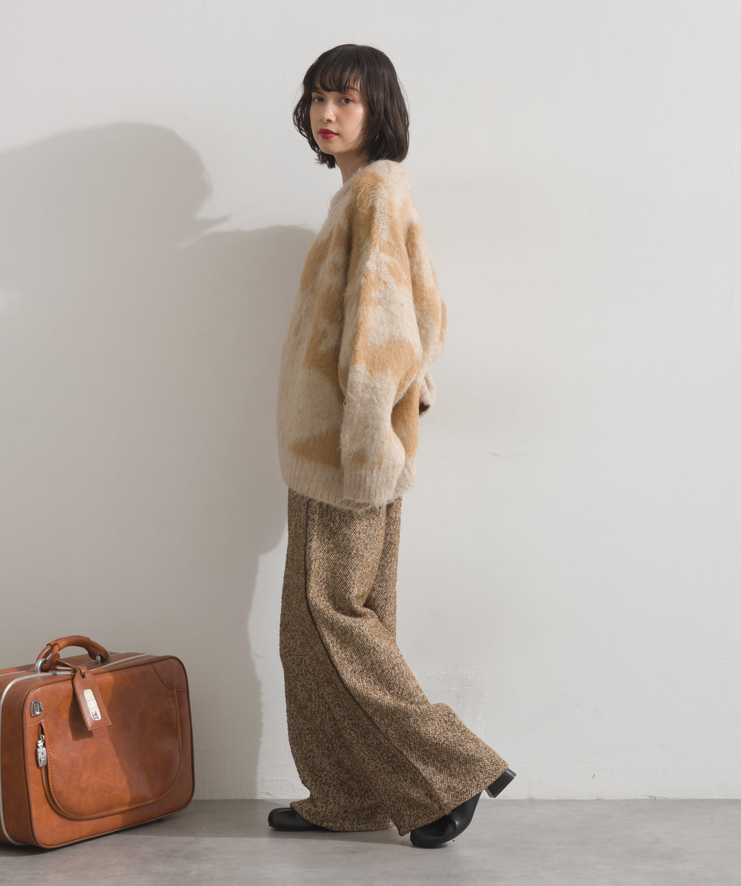 モヘアタッチタイダイ柄オーバーサイズニットプルオーバー