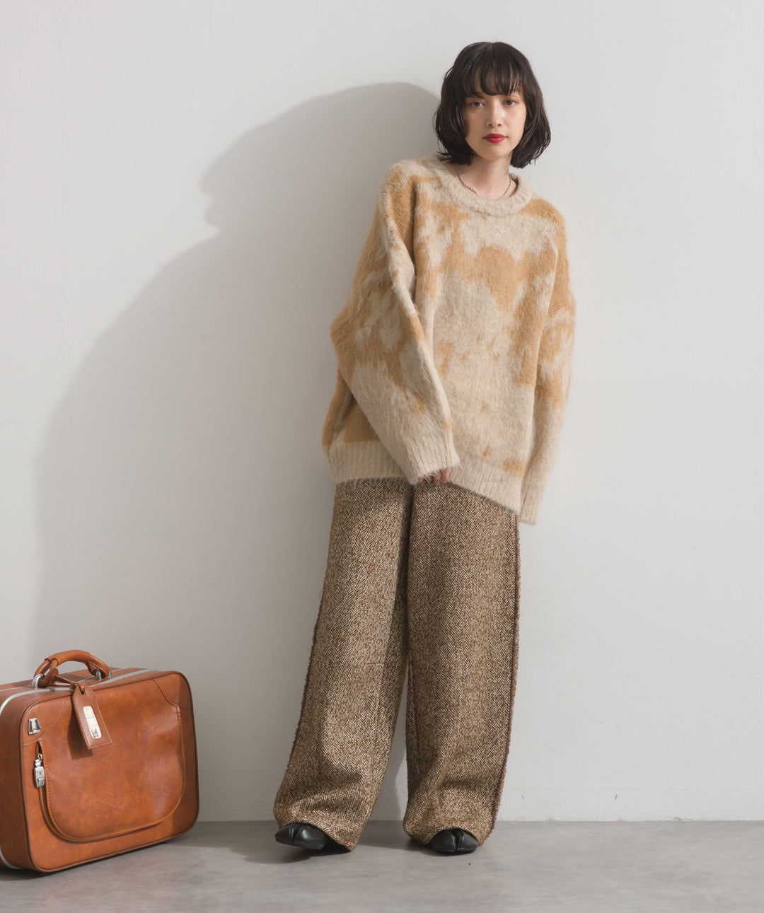 モヘアタッチタイダイ柄オーバーサイズニットプルオーバー
