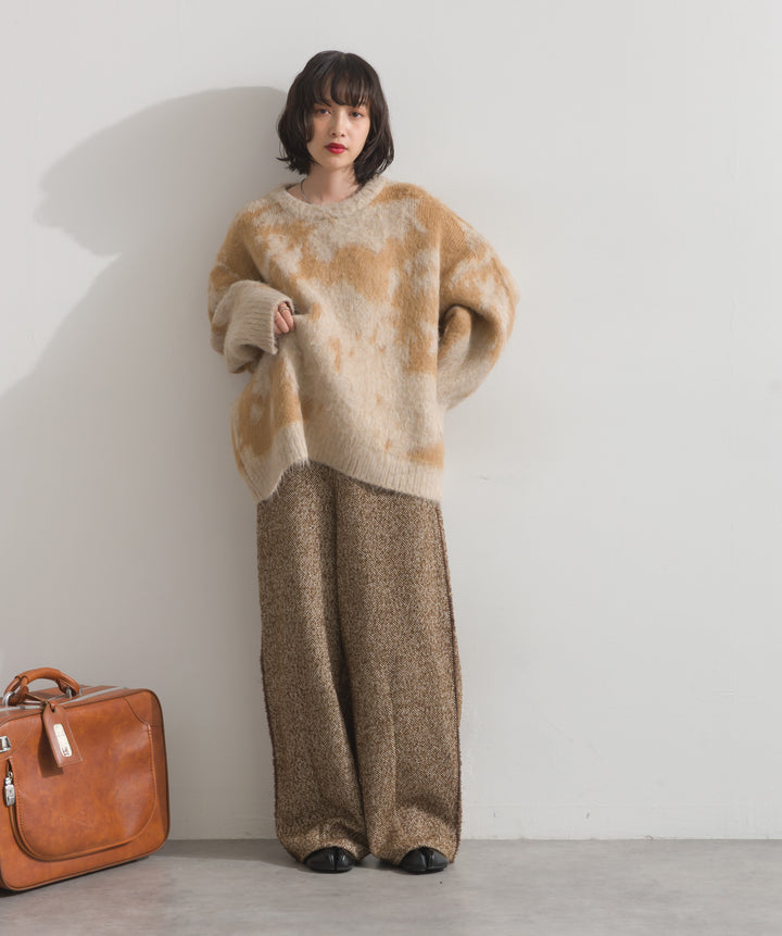モヘアタッチタイダイ柄オーバーサイズニットプルオーバー