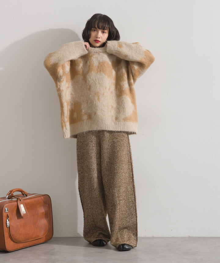 モヘアタッチタイダイ柄オーバーサイズニットプルオーバー