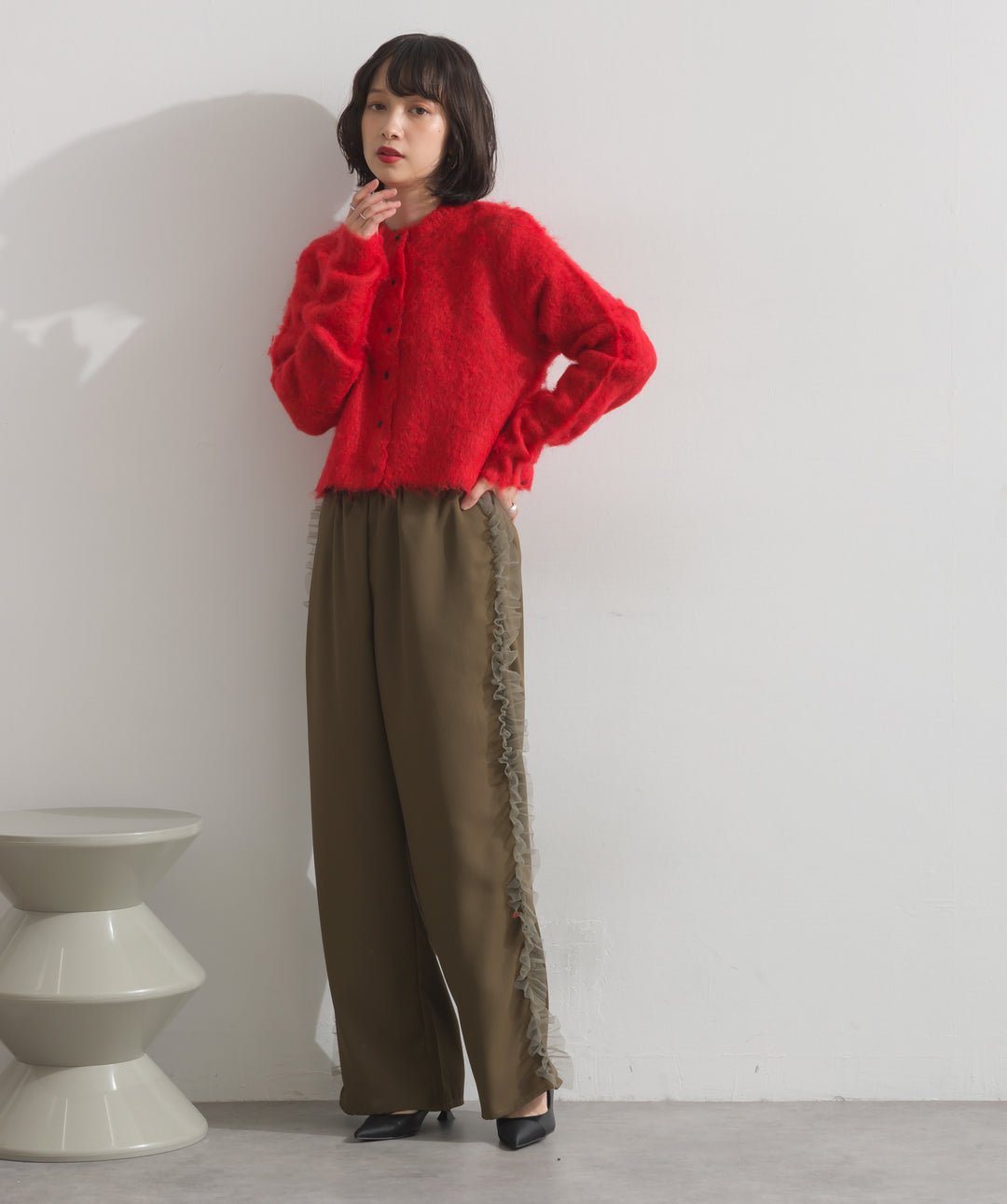 モヘアタッチニットクロップドカーディガン