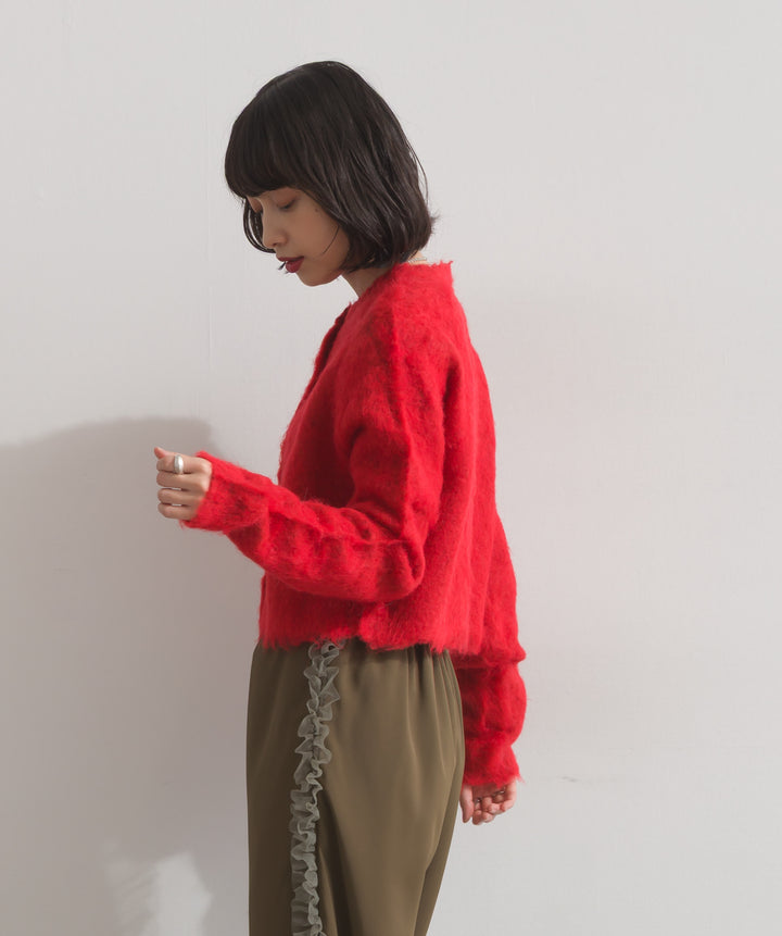 モヘアタッチニットクロップドカーディガン