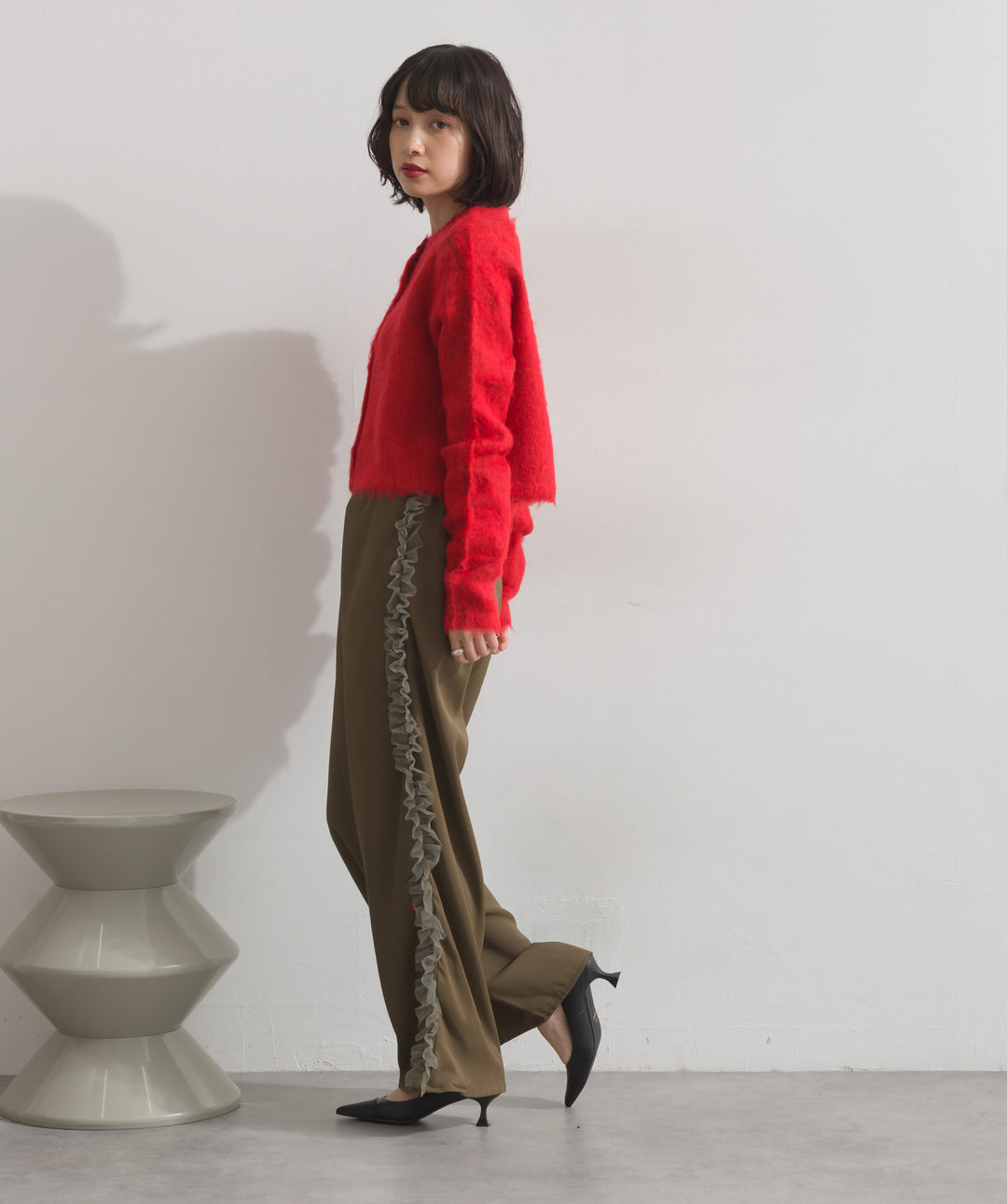 モヘアタッチニットクロップドカーディガン