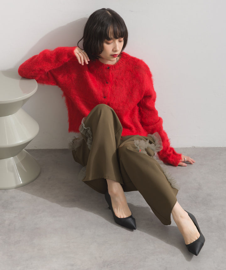 モヘアタッチニットクロップドカーディガン