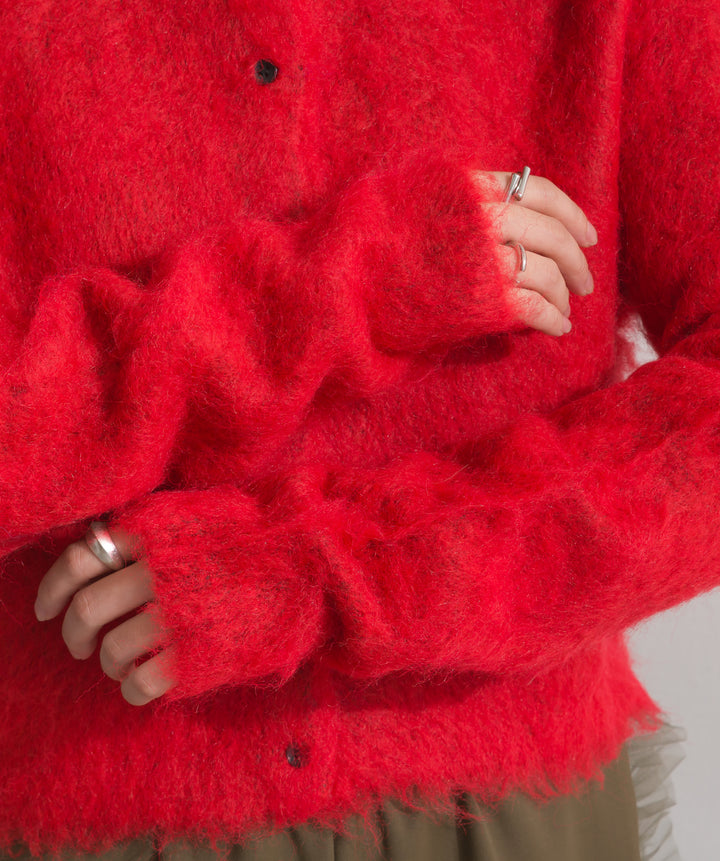 モヘアタッチニットクロップドカーディガン